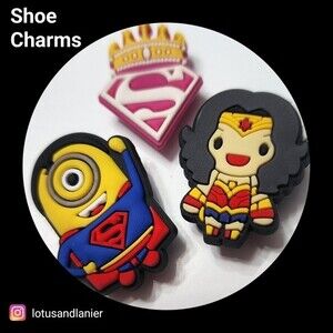 Shoe Charms "Minion/Superwoman/Wonder Woman Trio " Charms Set of 3
